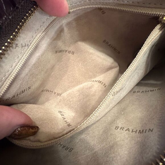 Brahmin Large Wristlet Clutch Purse Croc Embossed Leather Brown Vintage - Picture 8 of 8